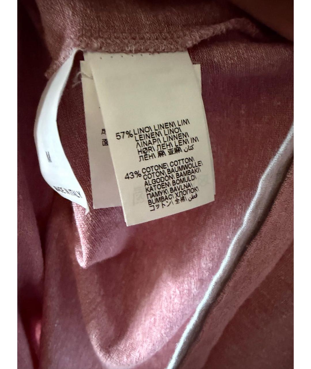 BRUNELLO CUCINELLI Коралловая хлопко-льняная футболка, фото 4