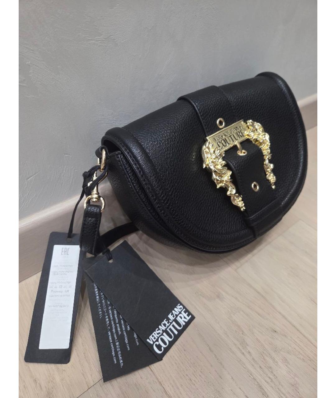 VERSACE JEANS COUTURE Черная сумка через плечо из искусственной кожи, фото 2