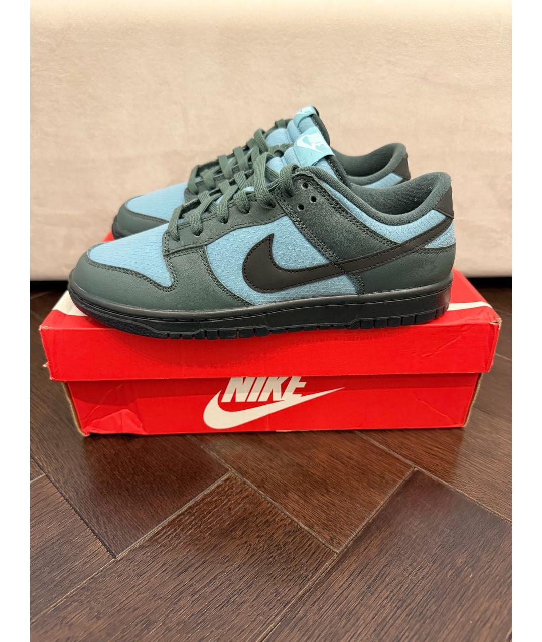 NIKE Зеленые кожаные низкие кроссовки / кеды, фото 8