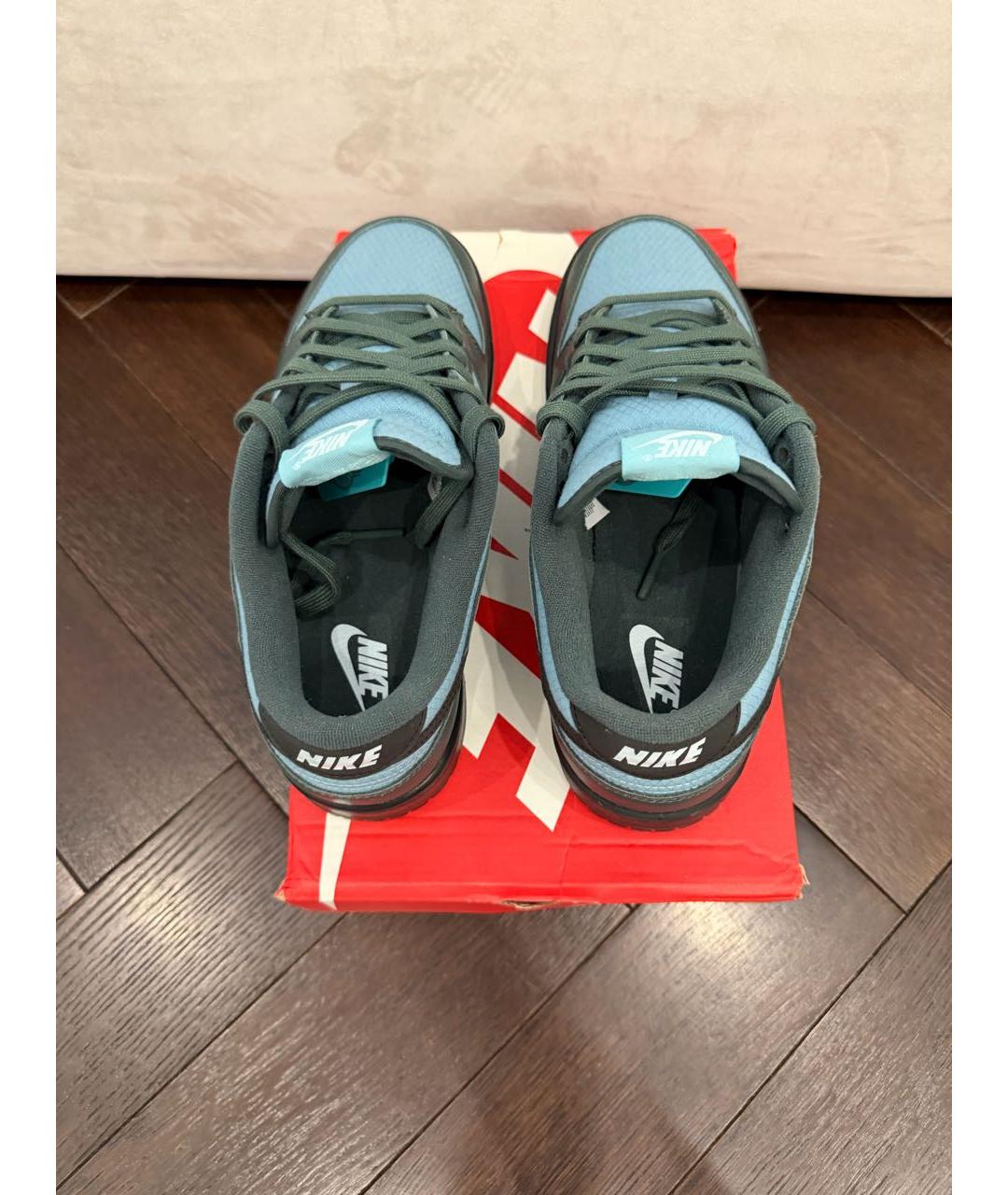 NIKE Зеленые кожаные низкие кроссовки / кеды, фото 2