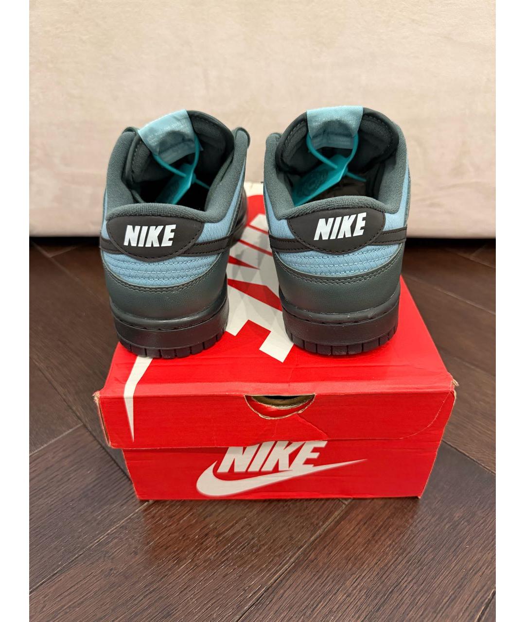 NIKE Зеленые кожаные низкие кроссовки / кеды, фото 3