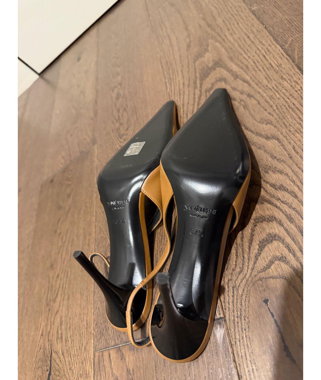 SAINT LAURENT Бежевые кожаные туфли, фото 6