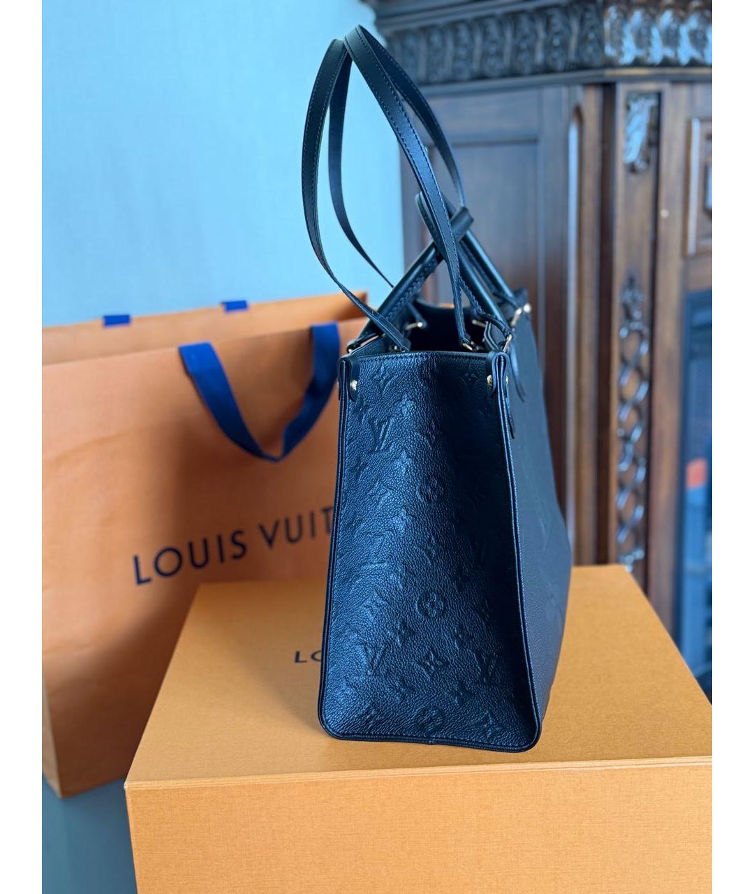 LOUIS VUITTON Черная кожаная сумка тоут, фото 3