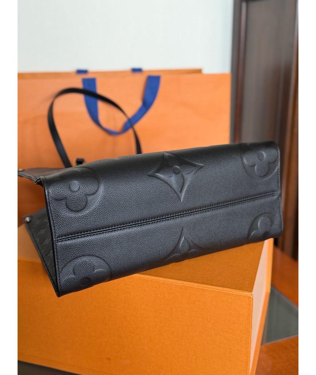 LOUIS VUITTON Черная кожаная сумка тоут, фото 7