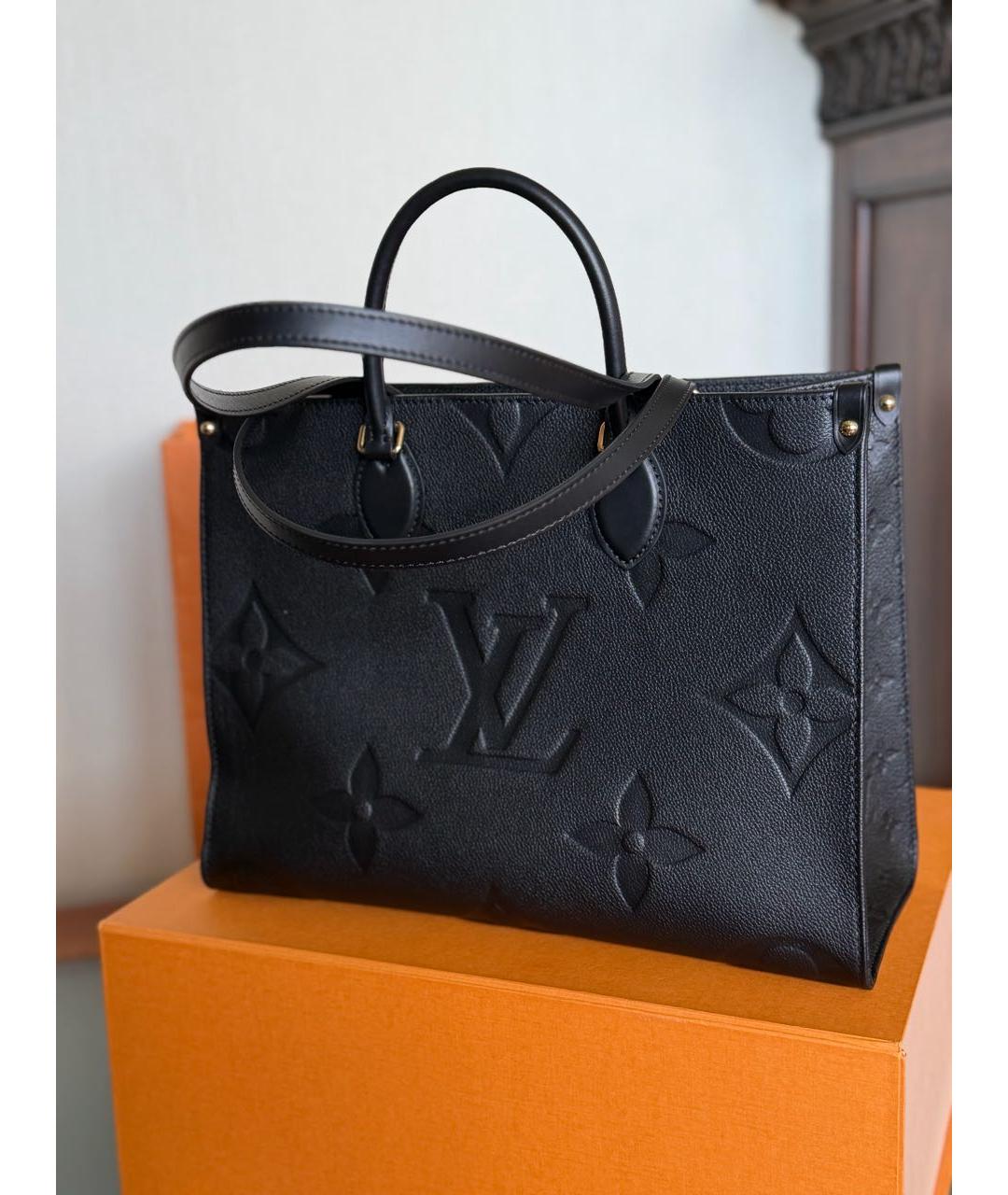 LOUIS VUITTON Черная кожаная сумка тоут, фото 8