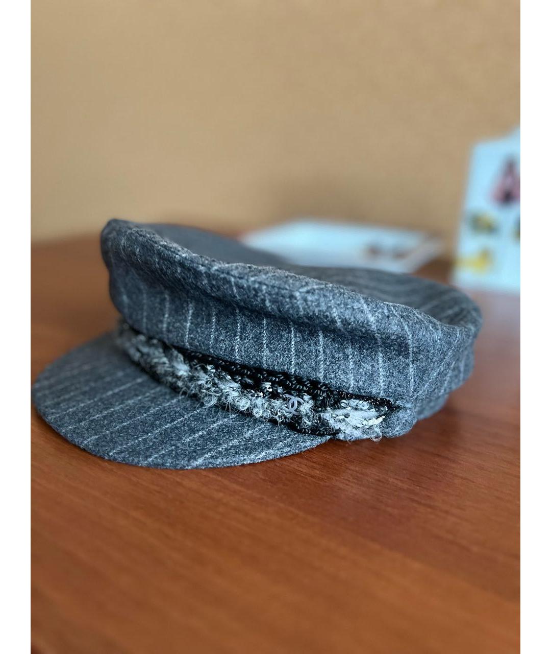 CHANEL Серая шерстяная кепка, фото 2