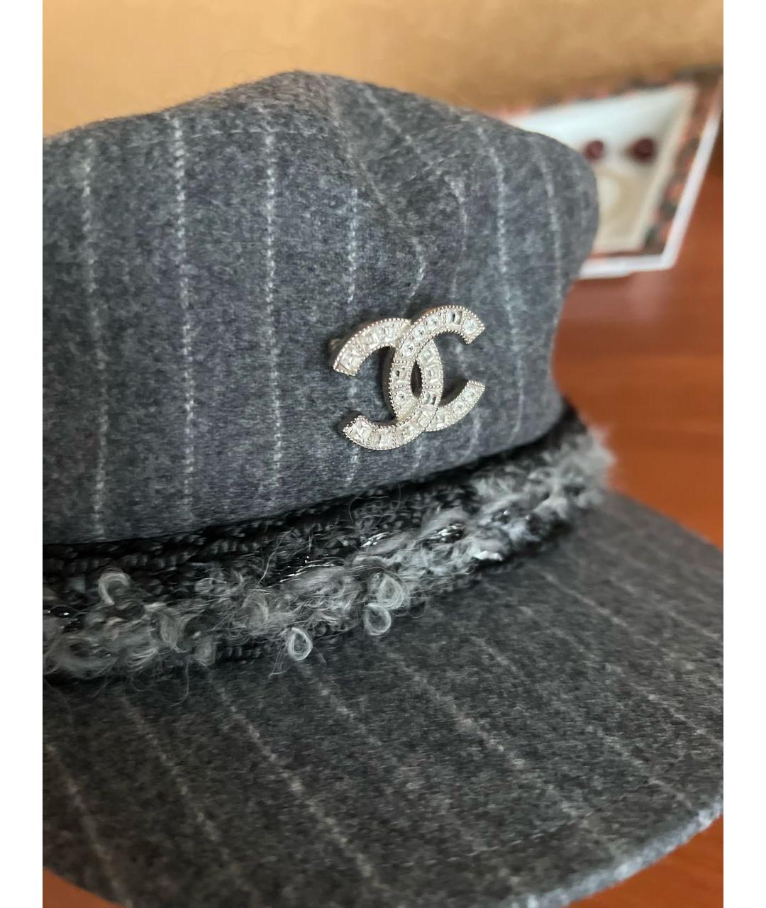 CHANEL Серая шерстяная кепка, фото 8