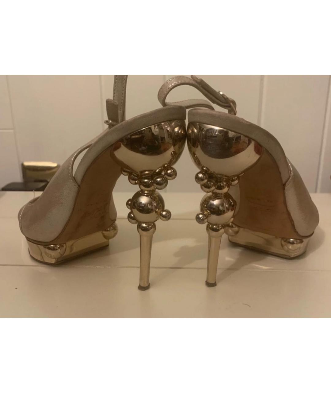 CHRISTIAN DIOR Бежевые кожаные босоножки, фото 3