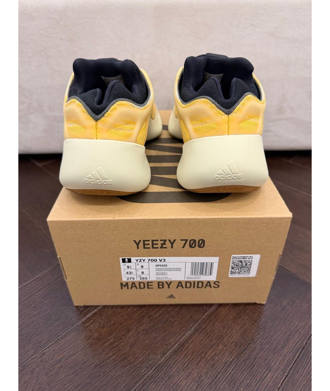 ADIDAS YEEZY Желтые синтетические низкие кроссовки / кеды, фото 3