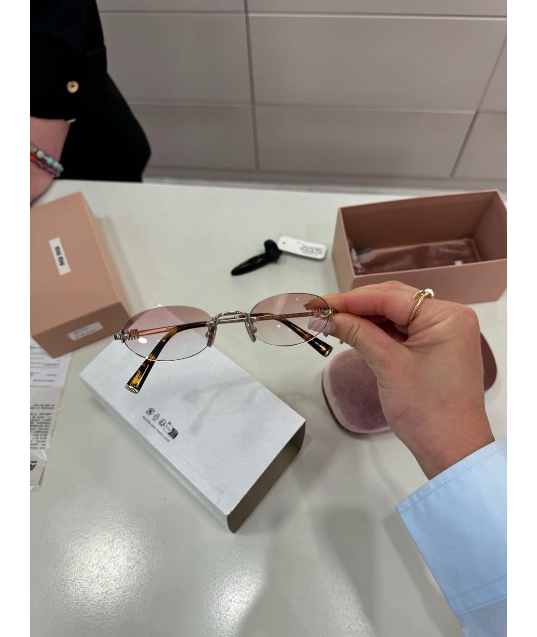 MIU MIU Розовые металлические солнцезащитные очки, фото 3