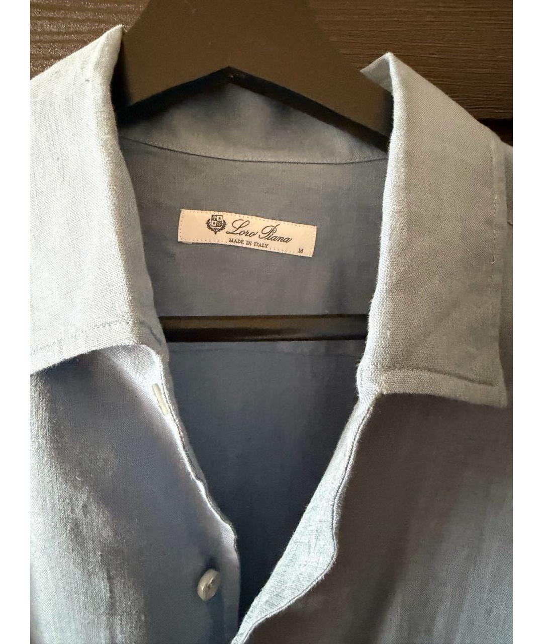 LORO PIANA Голубая льняная кэжуал рубашка, фото 3