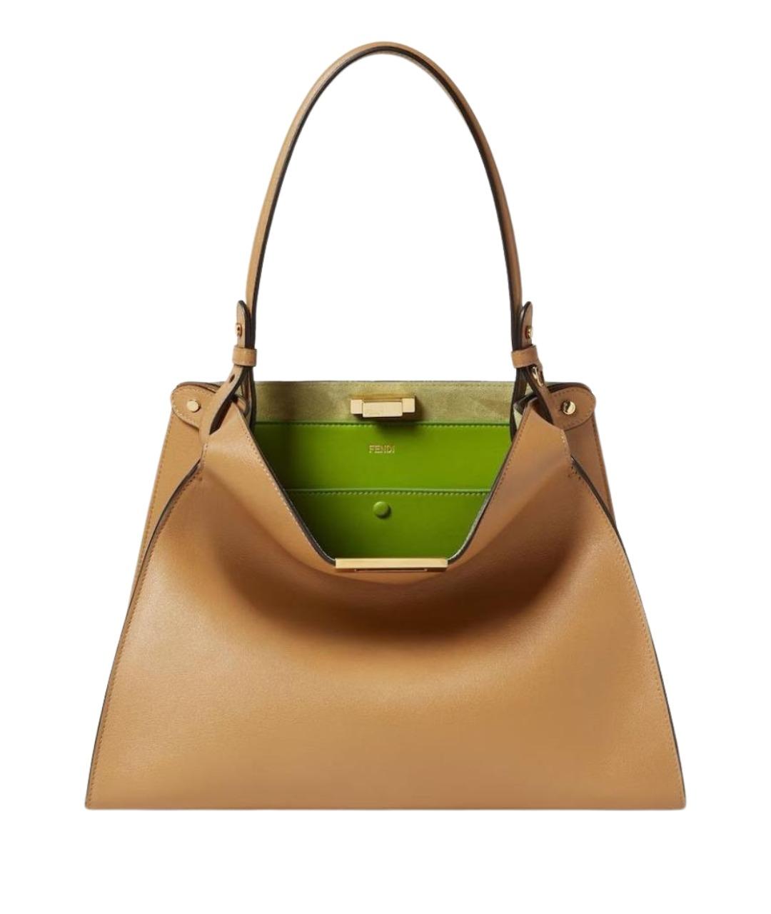 FENDI Бежевая кожаная сумка через плечо, фото 1