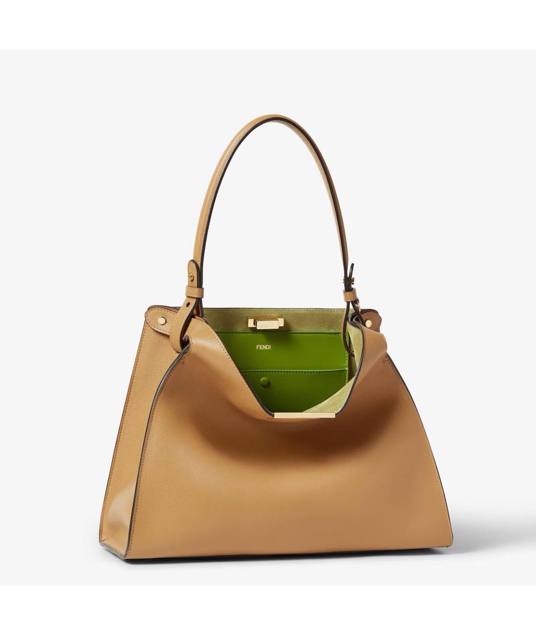 FENDI Бежевая кожаная сумка через плечо, фото 3