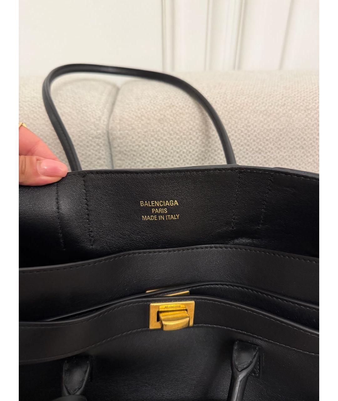 BALENCIAGA Черная кожаная сумка тоут, фото 2
