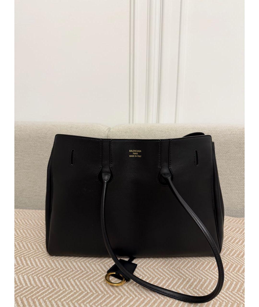 BALENCIAGA Черная кожаная сумка тоут, фото 4