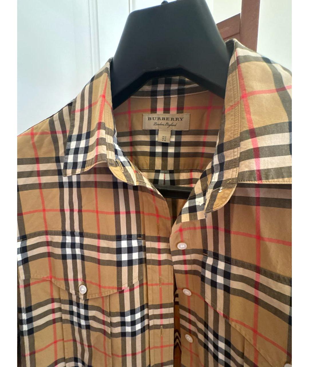 BURBERRY Коричневая хлопковая рубашка, фото 4