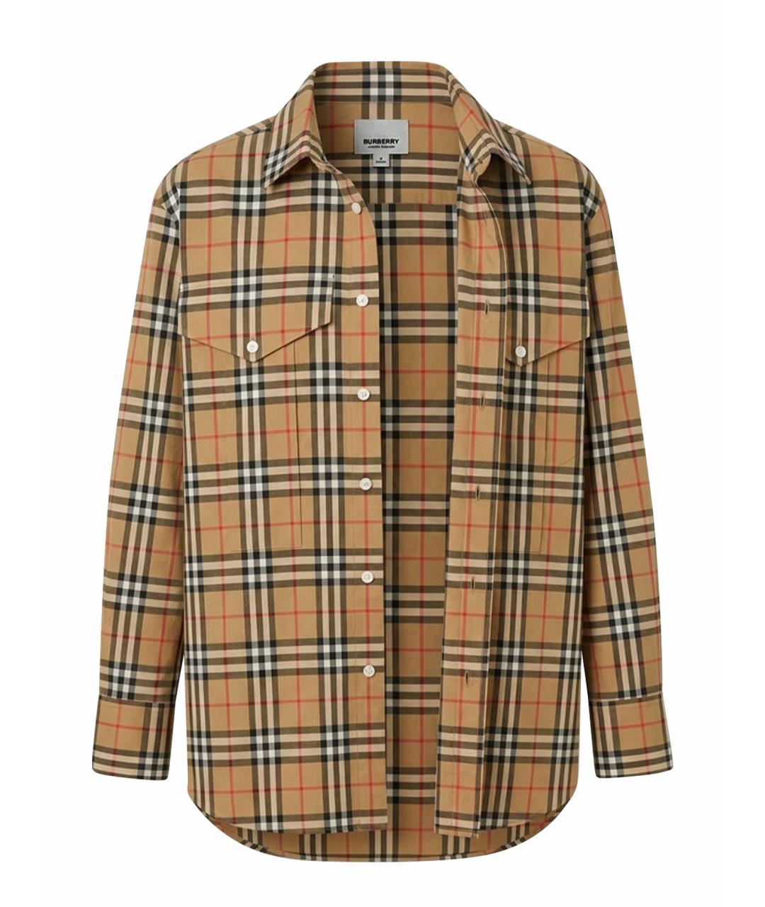 BURBERRY Коричневая хлопковая рубашка, фото 1