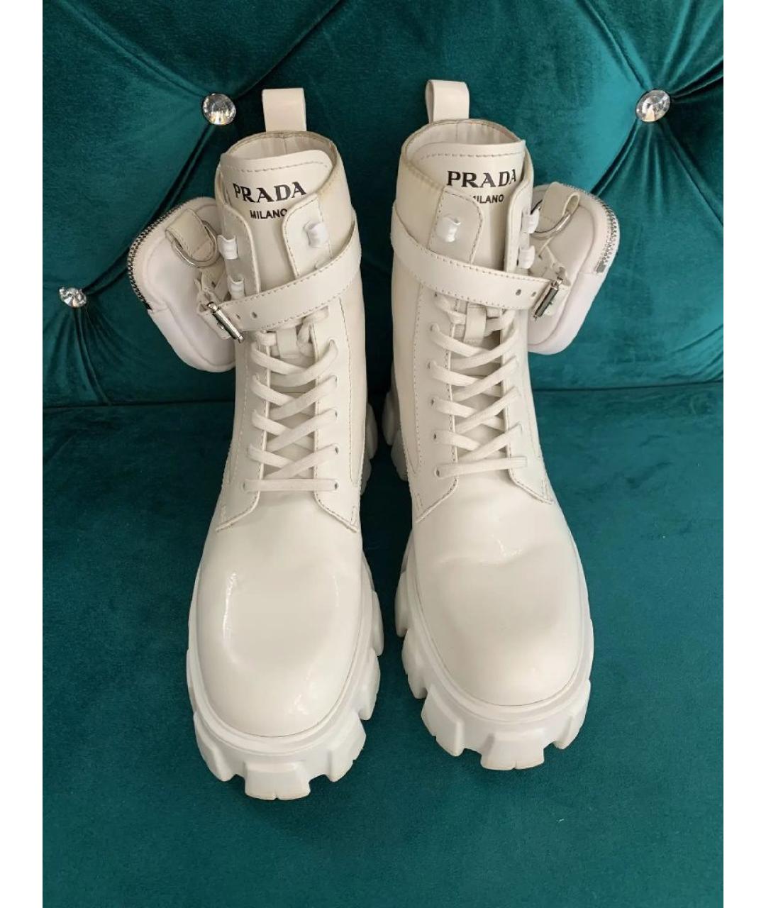 PRADA Белые кожаные ботинки, фото 2