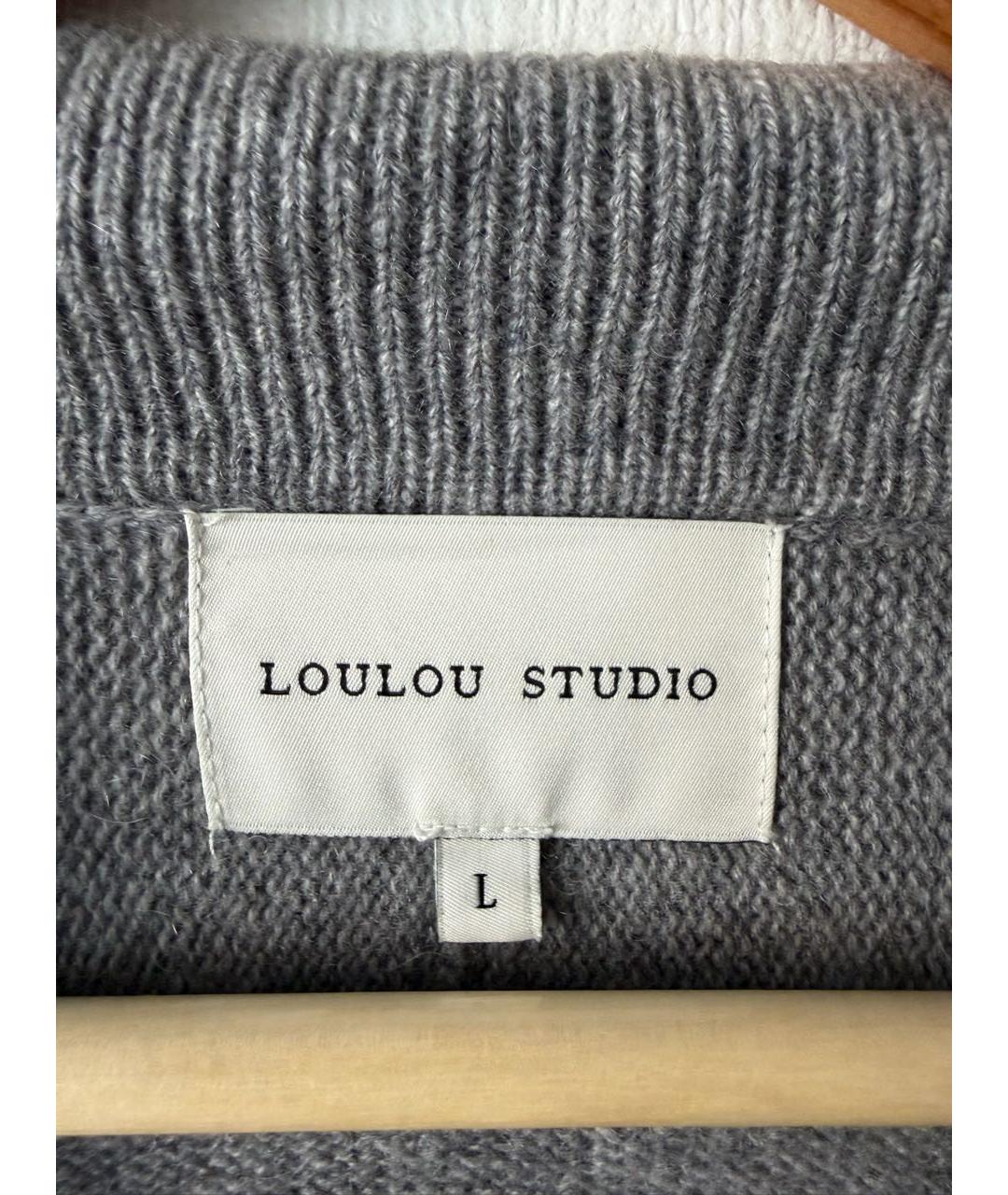 LOULOU STUDIO Серый кашемировый джемпер / свитер, фото 3