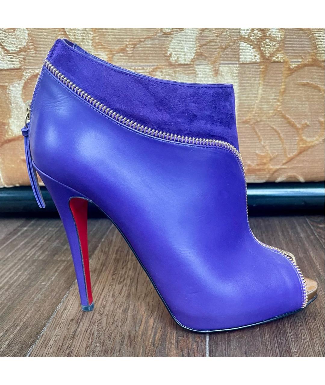 CHRISTIAN LOUBOUTIN Фиолетовые кожаные ботильоны, фото 6