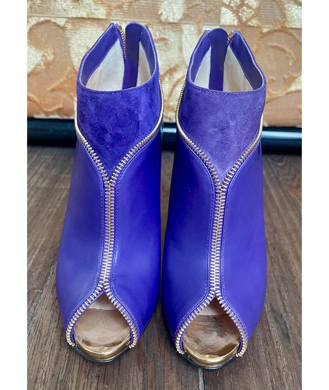 CHRISTIAN LOUBOUTIN Фиолетовые кожаные ботильоны, фото 2