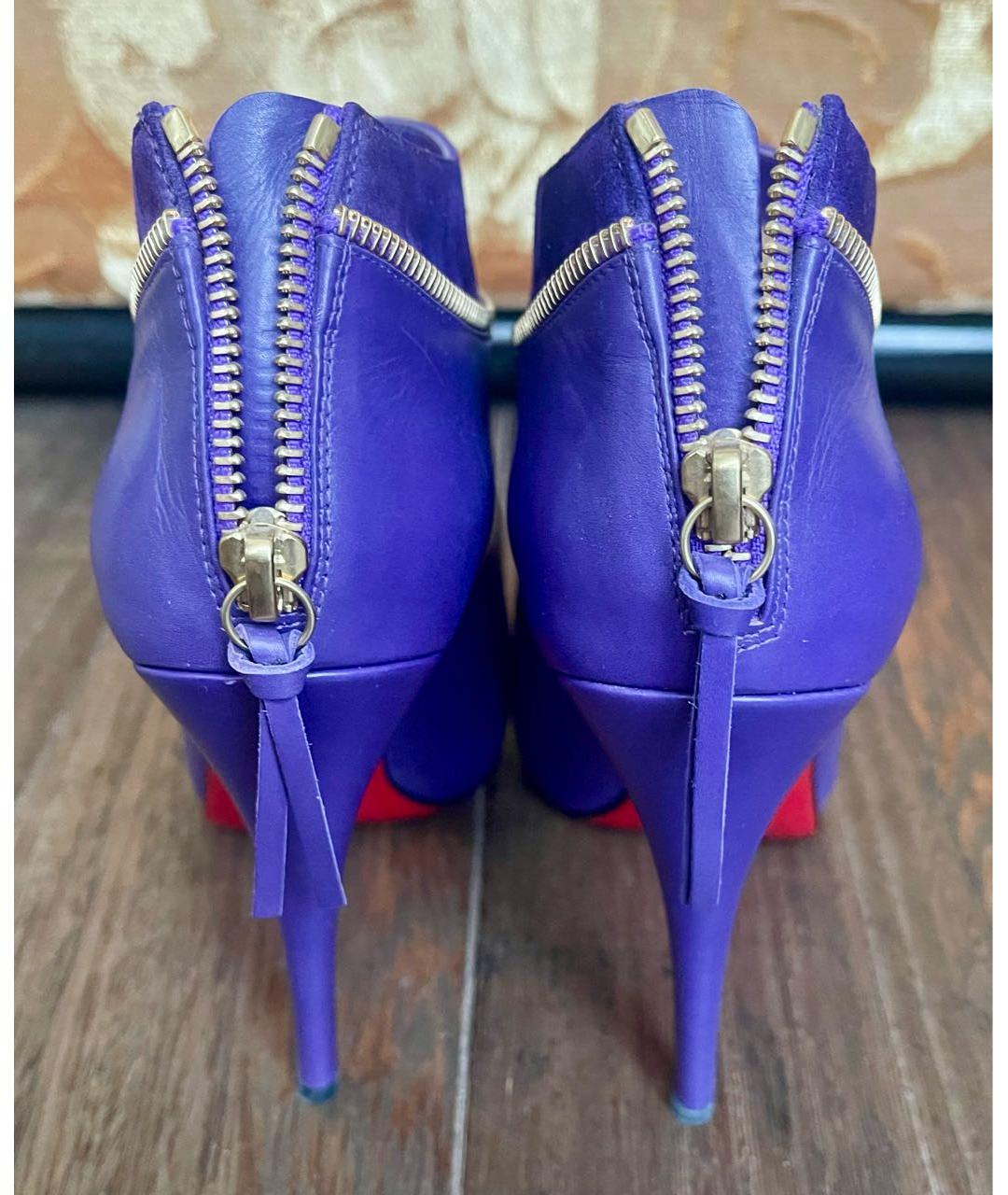 CHRISTIAN LOUBOUTIN Фиолетовые кожаные ботильоны, фото 4