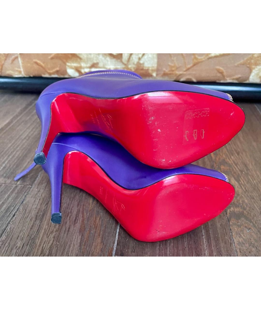 CHRISTIAN LOUBOUTIN Фиолетовые кожаные ботильоны, фото 5