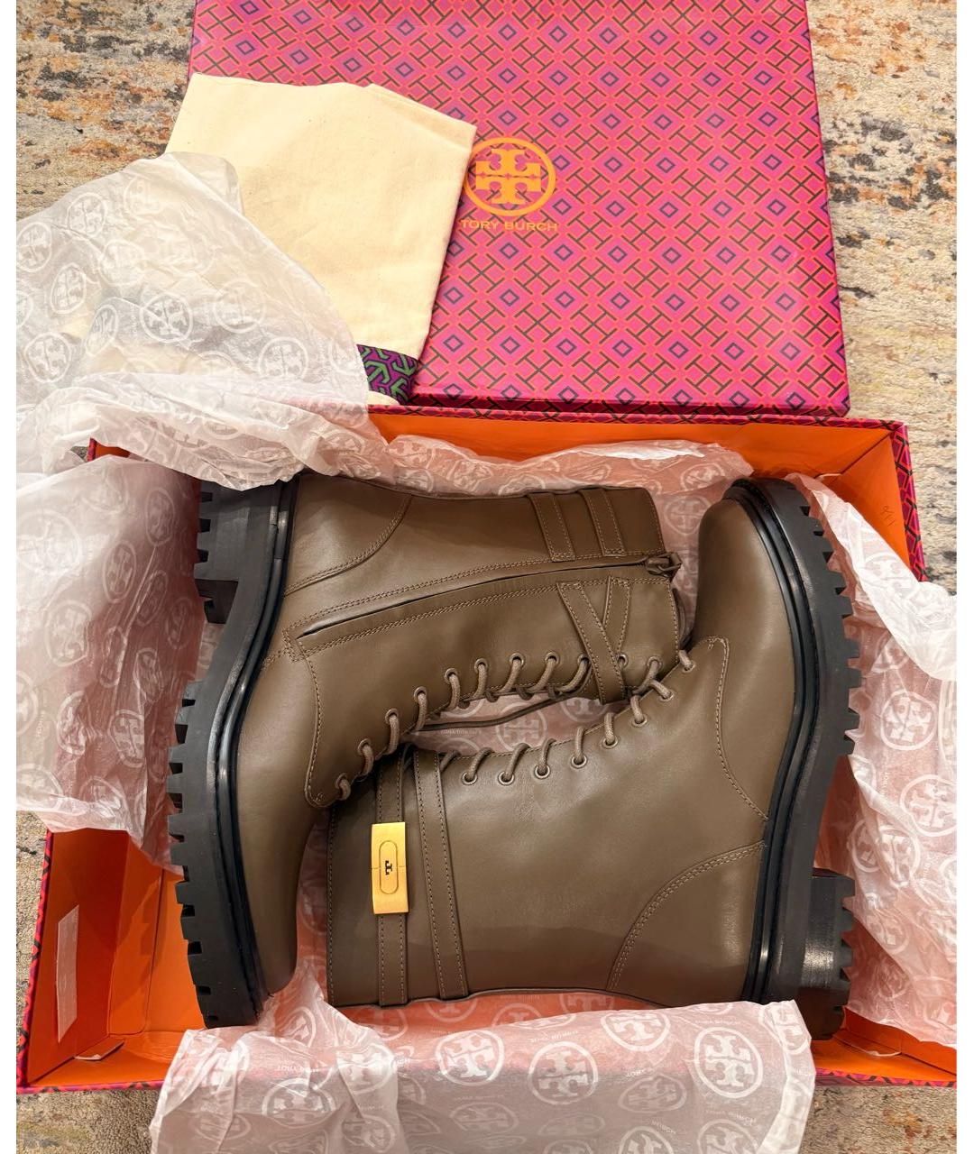 TORY BURCH Коричневые кожаные ботинки, фото 2