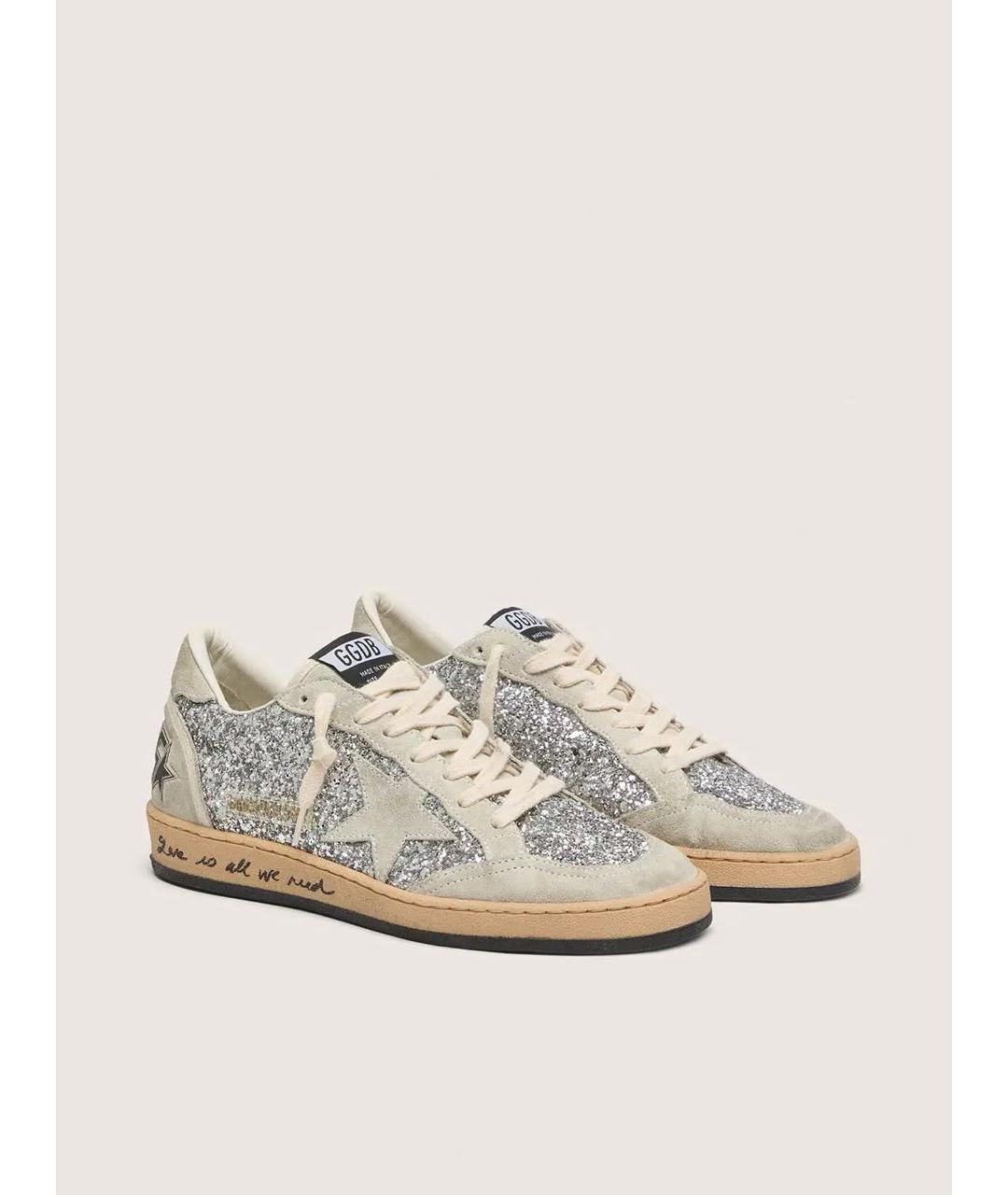 GOLDEN GOOSE Серебряные замшевые кеды, фото 2