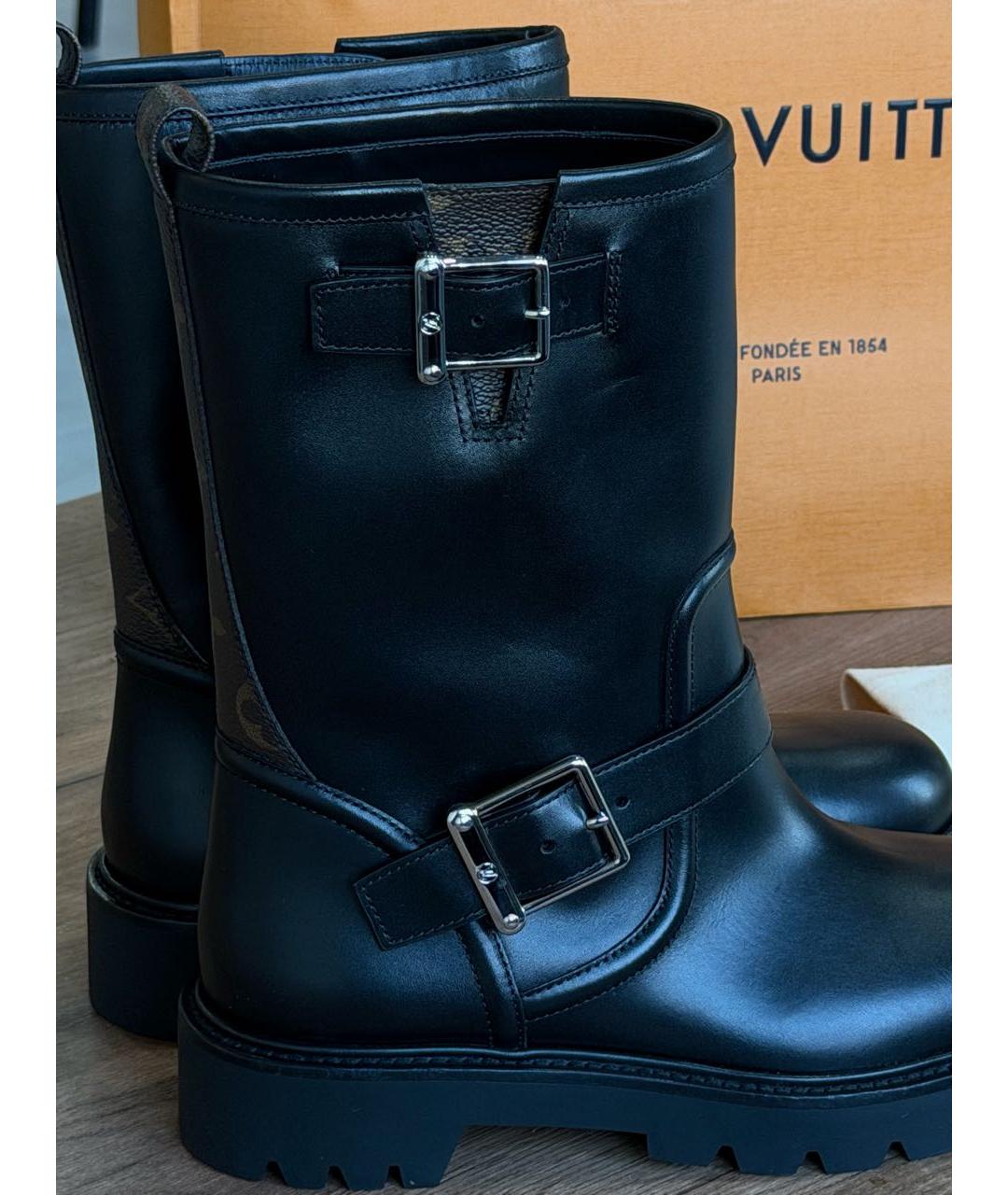 LOUIS VUITTON Черные кожаные сапоги, фото 5