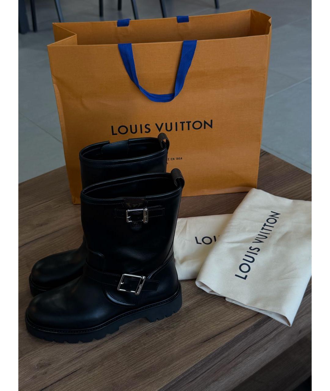 LOUIS VUITTON Черные кожаные сапоги, фото 4