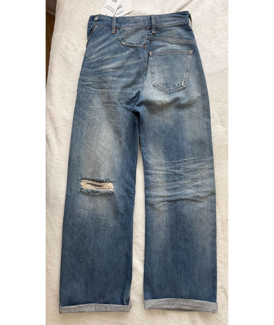 MM6 MAISON MARGIELA Синие хлопковые прямые джинсы, фото 7