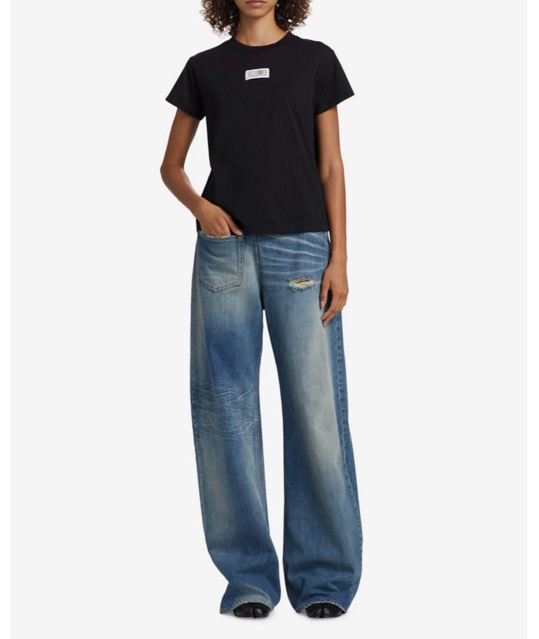 MM6 MAISON MARGIELA Синие хлопковые прямые джинсы, фото 3