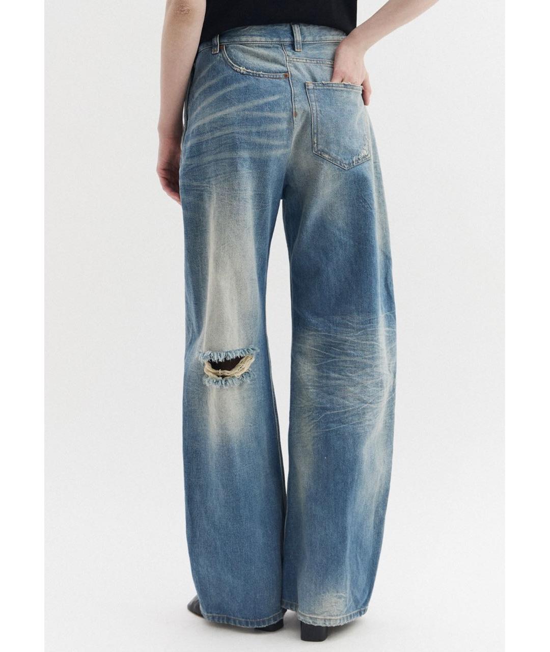 MM6 MAISON MARGIELA Синие хлопковые прямые джинсы, фото 5