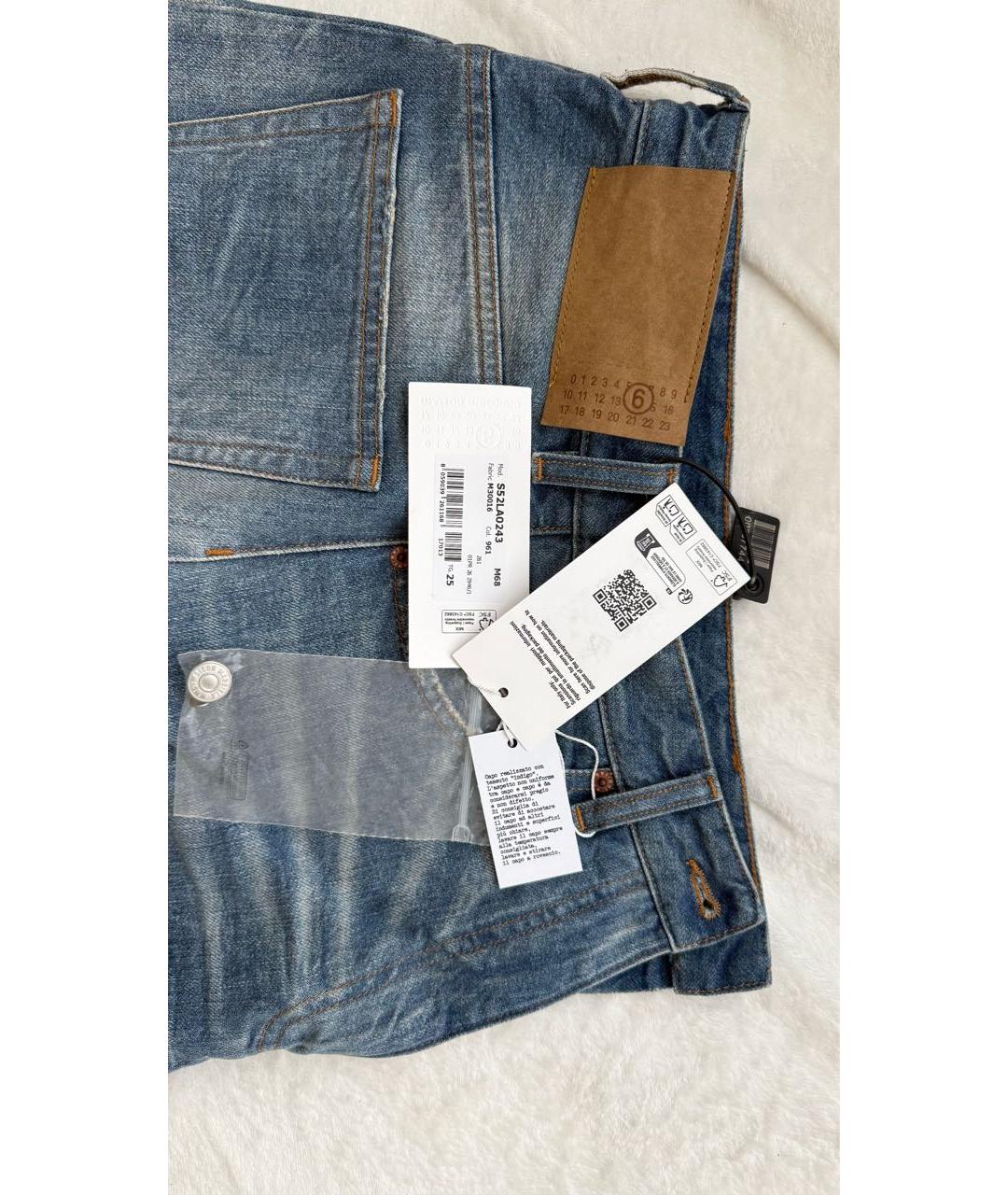 MM6 MAISON MARGIELA Синие хлопковые прямые джинсы, фото 8