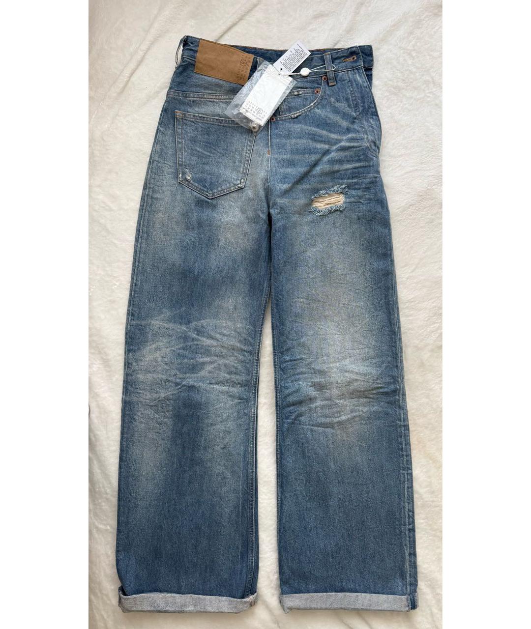 MM6 MAISON MARGIELA Синие хлопковые прямые джинсы, фото 6