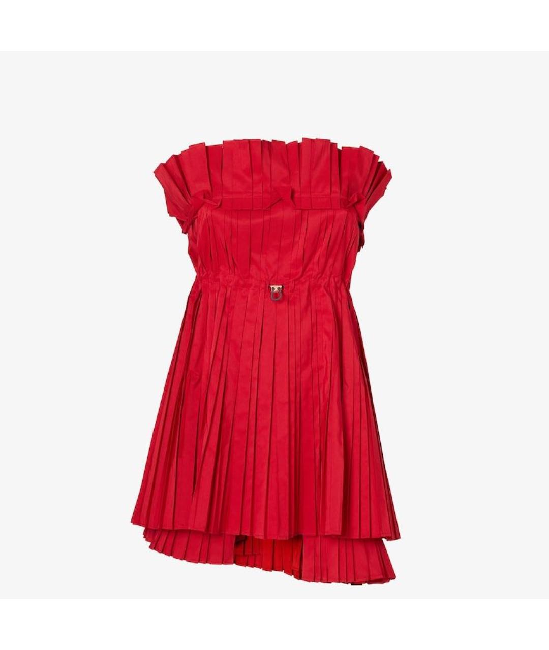 FENDI Красное шелковое коктейльное платье, фото 9