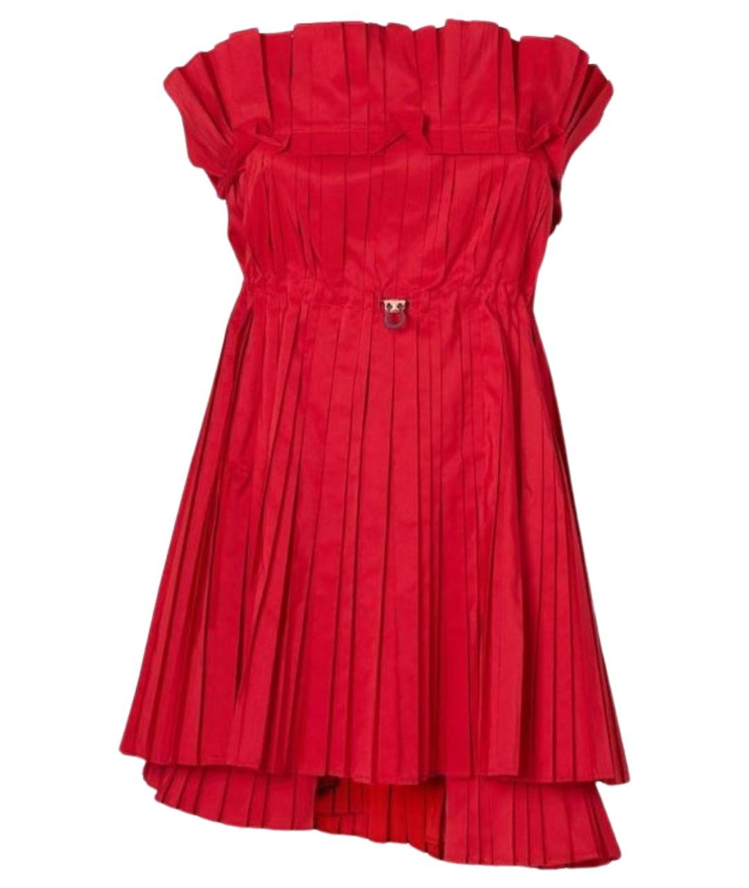 FENDI Красное шелковое коктейльное платье, фото 1