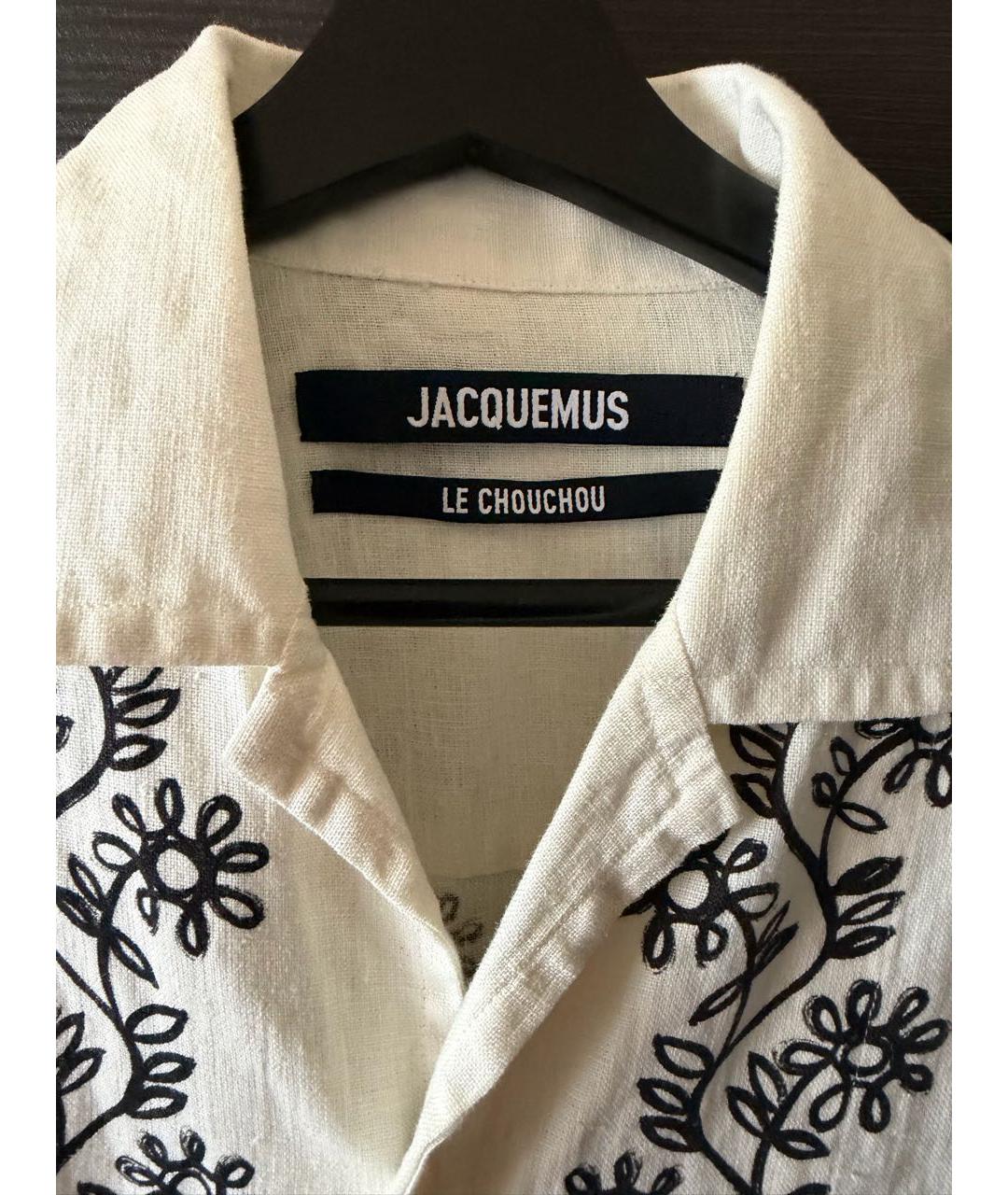 JACQUEMUS Белая льняная кэжуал рубашка, фото 3