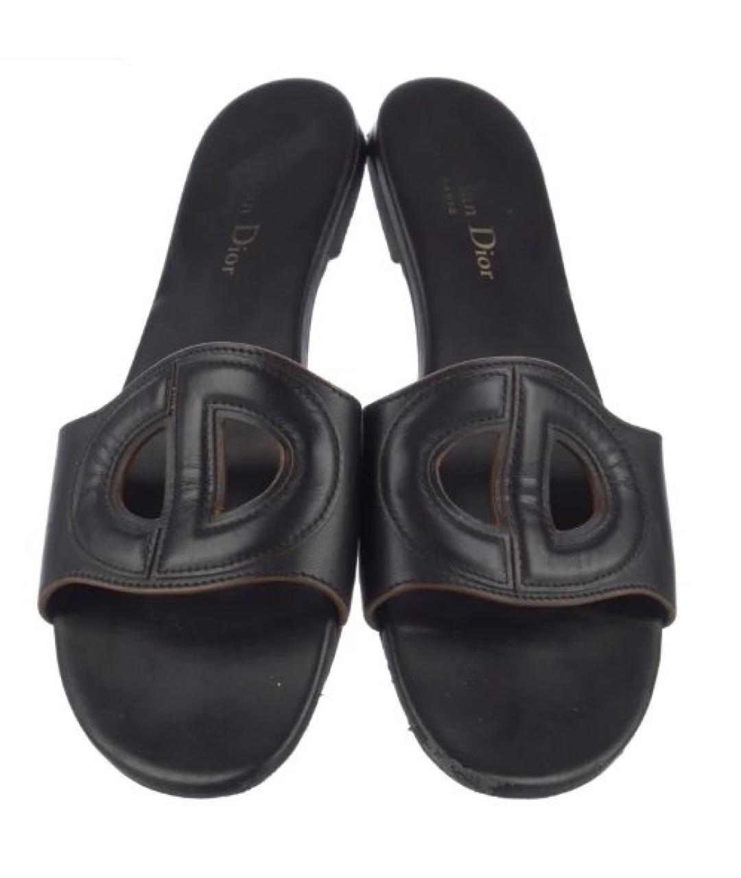 CHRISTIAN DIOR Черные кожаные мюли, фото 5