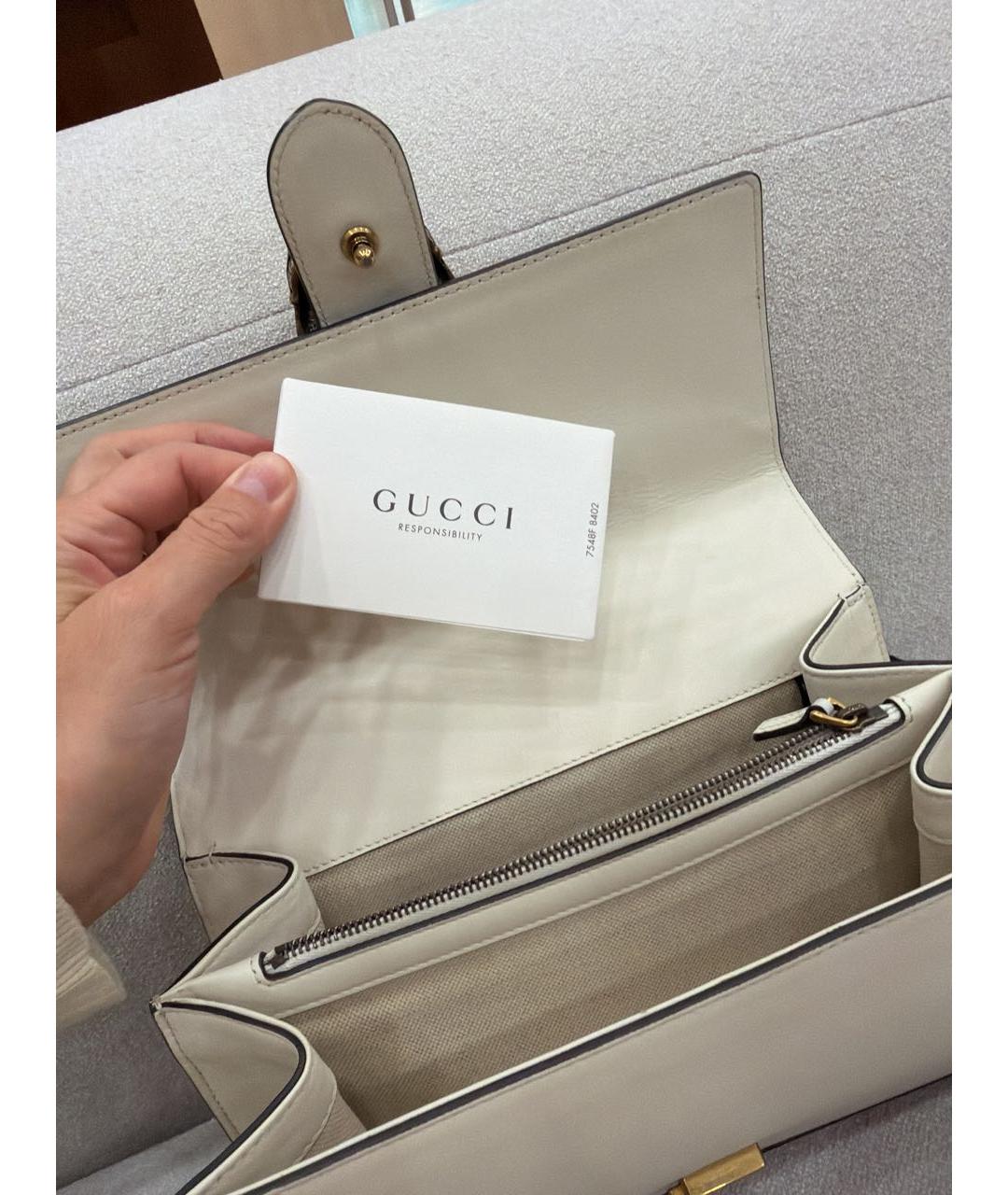 GUCCI Белая кожаная сумка через плечо, фото 3