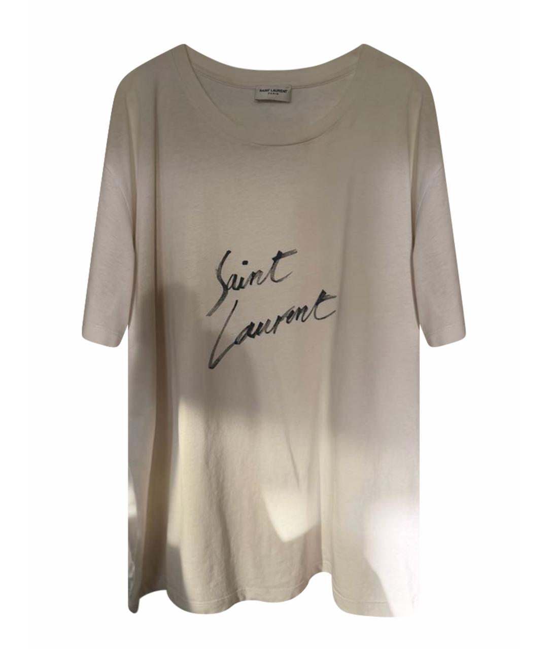 SAINT LAURENT Белая хлопковая футболка, фото 1