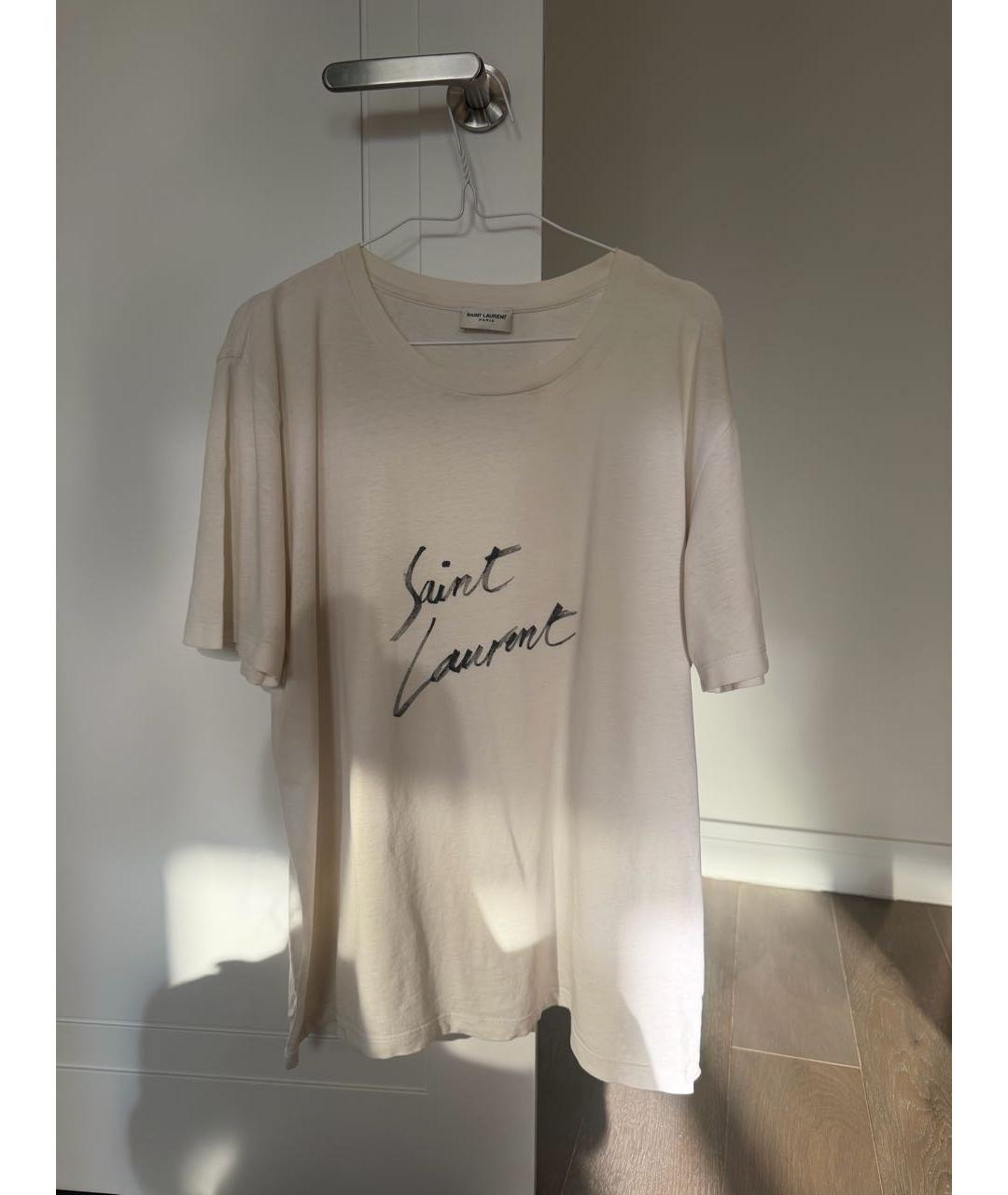 SAINT LAURENT Белая хлопковая футболка, фото 6