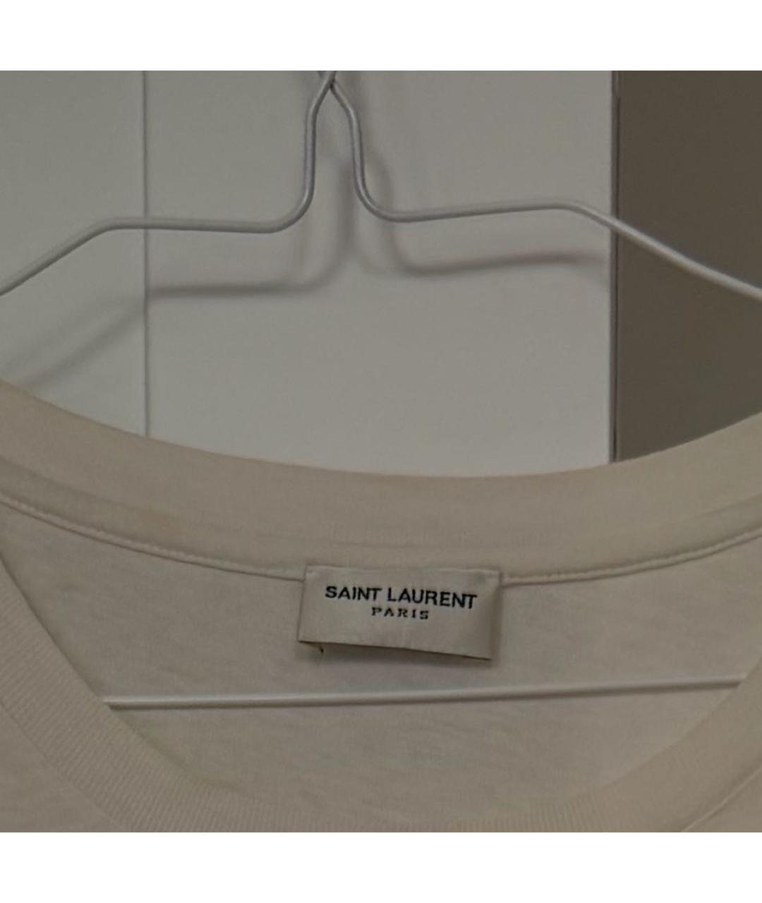 SAINT LAURENT Белая хлопковая футболка, фото 3