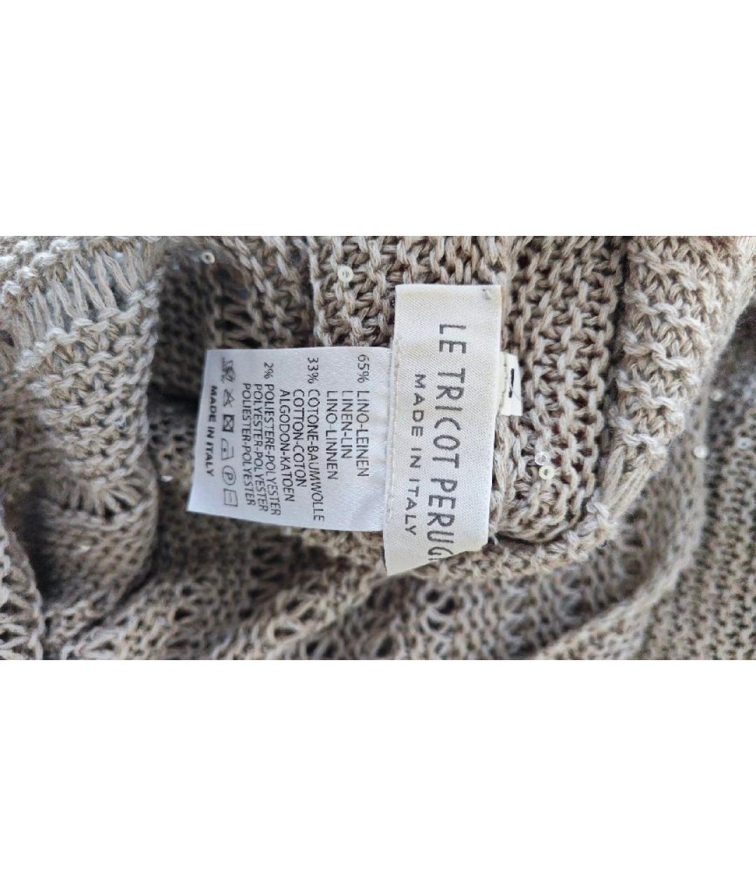 LE TRICOT PERUGIA Бежевый льняной джемпер / свитер, фото 6