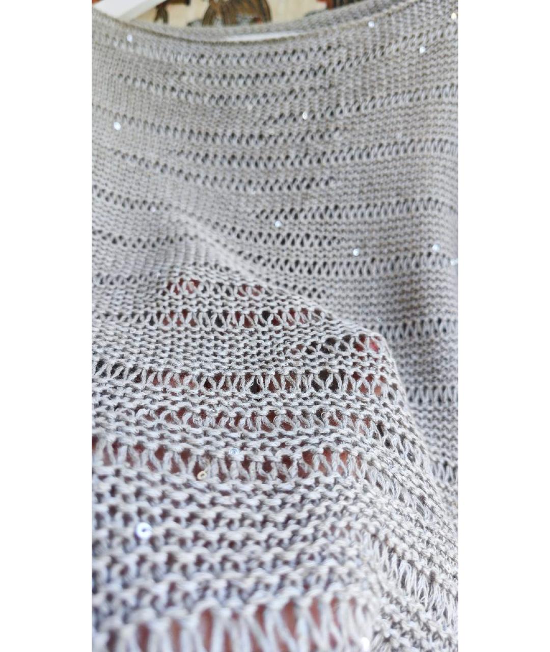 LE TRICOT PERUGIA Бежевый льняной джемпер / свитер, фото 5