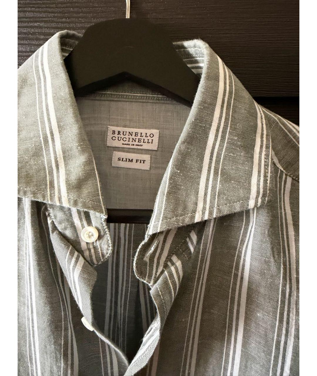 BRUNELLO CUCINELLI Серая льняная кэжуал рубашка, фото 3