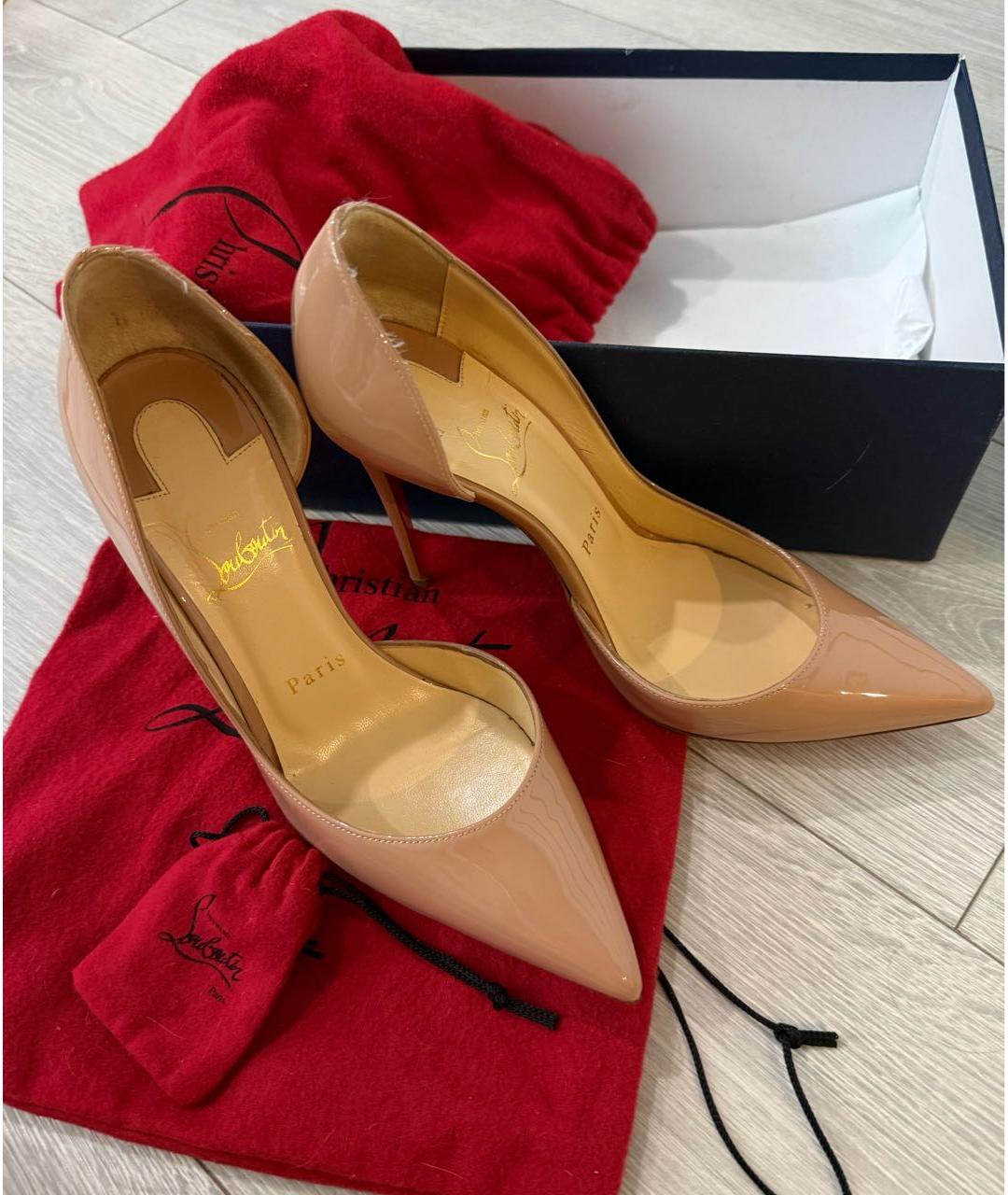 CHRISTIAN LOUBOUTIN Бежевые туфли из лакированной кожи, фото 5