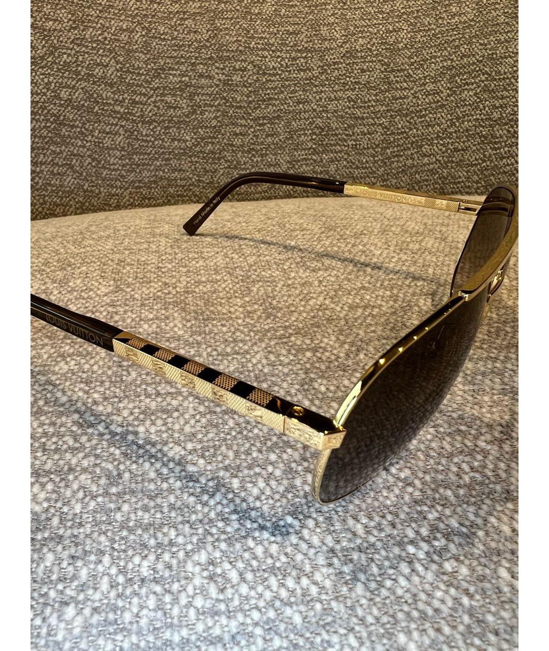 LOUIS VUITTON Золотые металлические солнцезащитные очки, фото 3