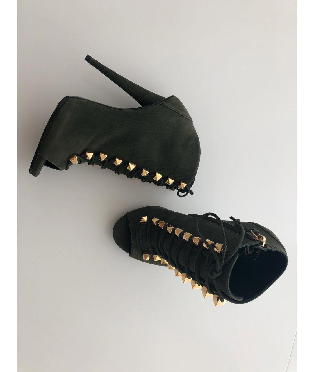 GIUSEPPE ZANOTTI DESIGN Хаки замшевые ботильоны, фото 6